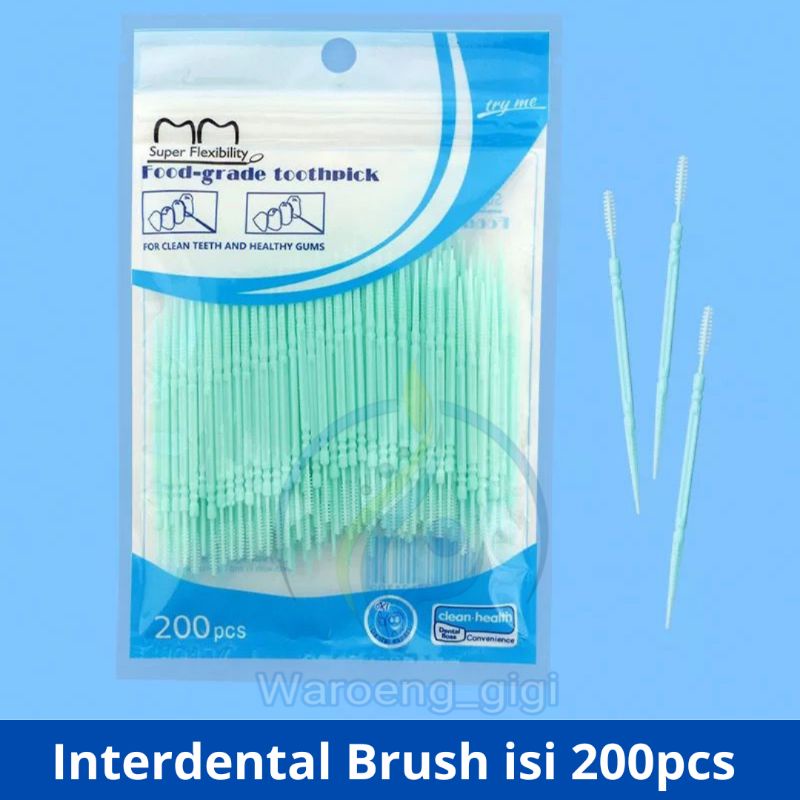 Interdental Brush Toothpick Tusuk Gigi 1pak isi 200pcs (Kemasan PLASTIK)