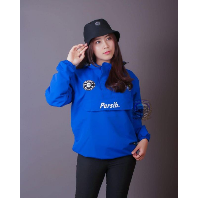 Jaket Cagoule Persib saku Doraemon pria/wanita