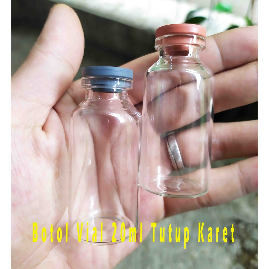 Botol Vial kaca 20ml 20 ml Tutup Karet Botol Tester Bibit Aquascape / Botol Kaca Mini Tester