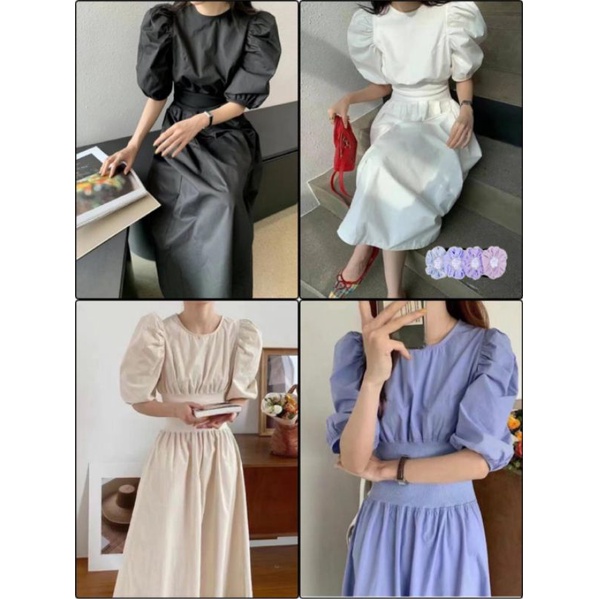 DRESS LENGAN BALON IMPORT