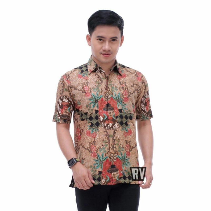 Kemeja Batik Pria Moderen Lengan Pendek Kratonan Regular- Baju Batik Pria Murah Regular M L XL XXL