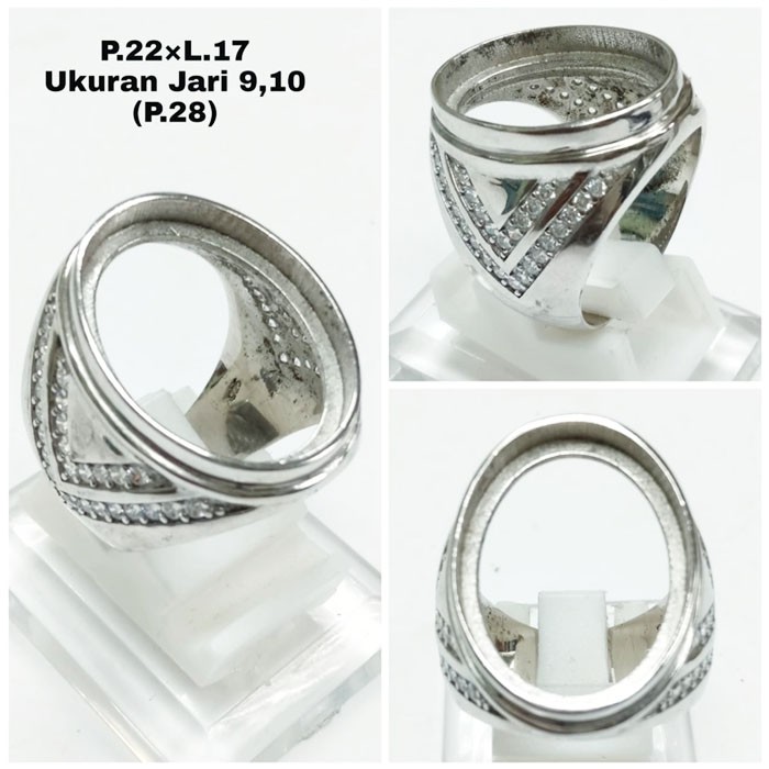 Cincin Pria Perak Silver HK 925 Cangkang Emban Batu Cincin