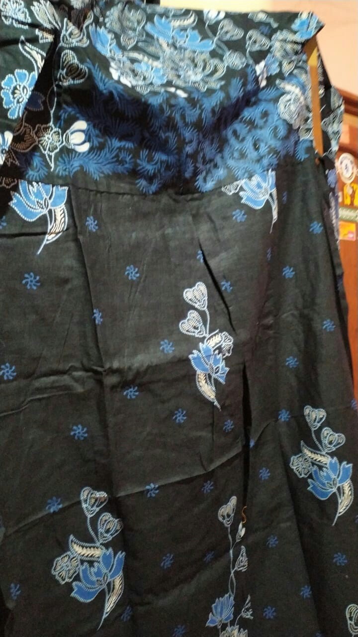Batik Couple Keluarga Sania Ruffle Ori Ndoro Jowi Dnt Motif Sakura Biru