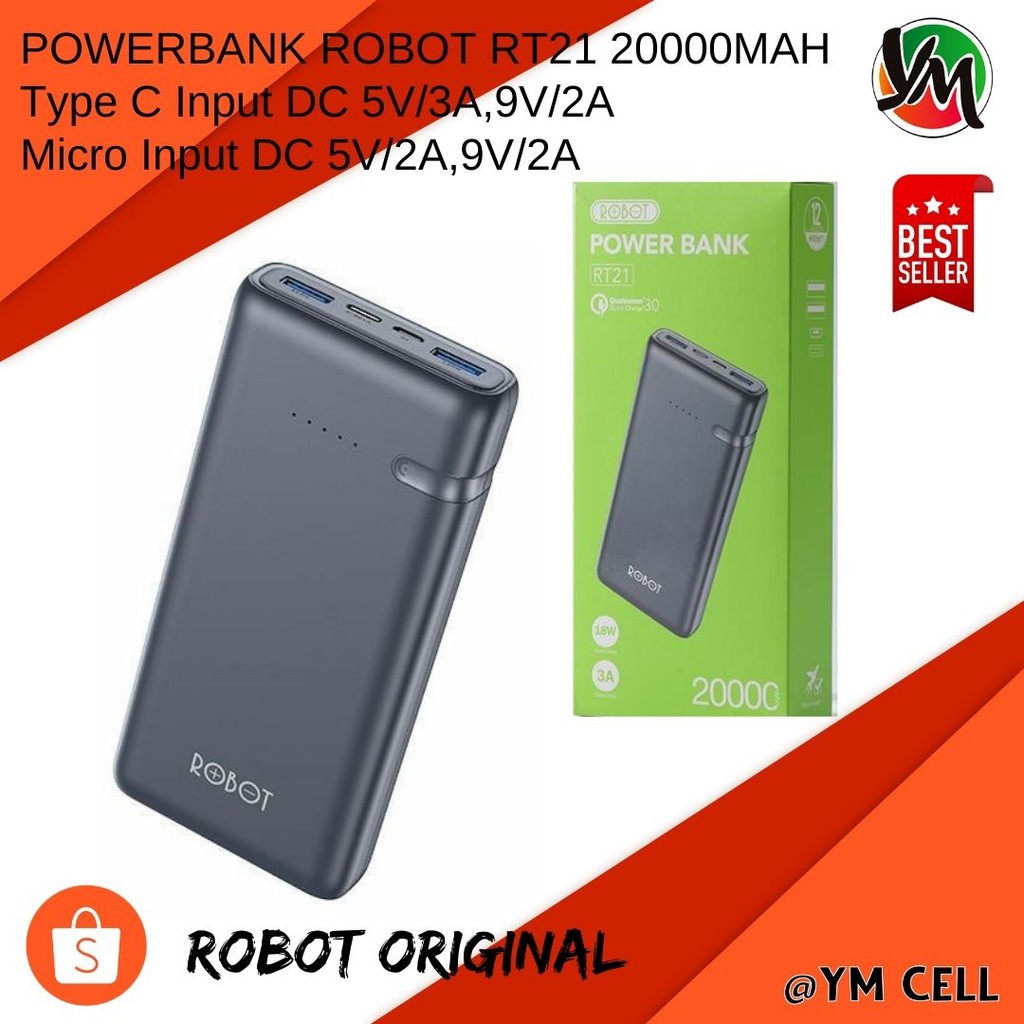 POWERBANK ROBOT RT21 20000MAH Real Capacity