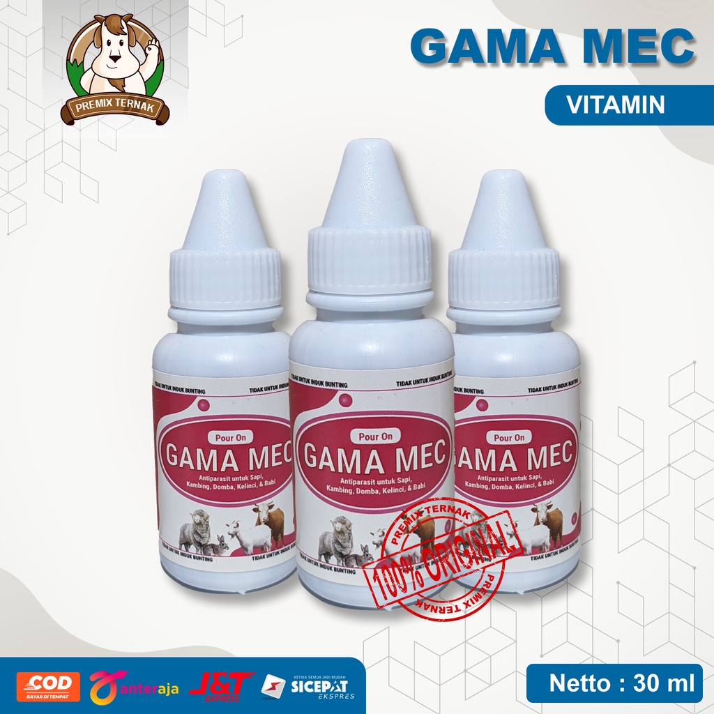 OBAT CACING KUTU KUDIS GATAL SAPI KAMBING TETES OLES I GAMA MEC POUR ON 30ml