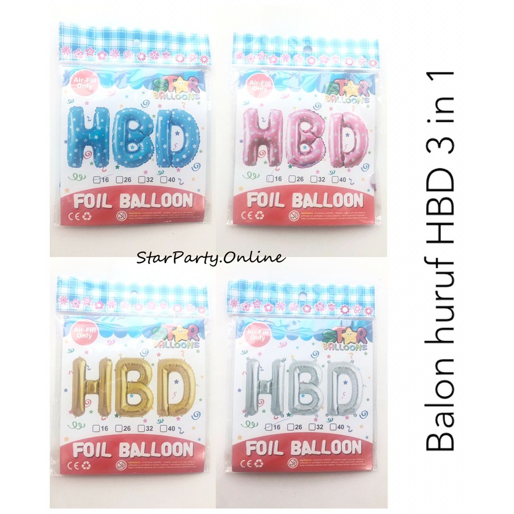 Balon Foil HBD 3IN1 /Balon Foil Huruf