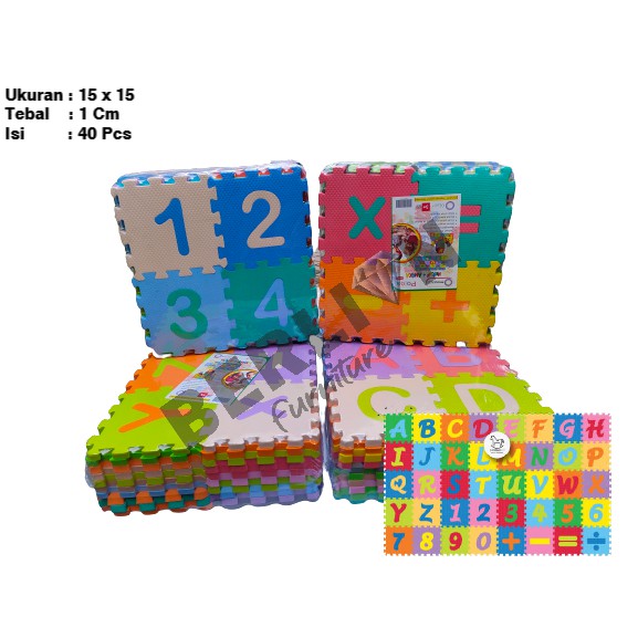 Matras Puzzle Abjad / Huruf 15 x 15 Tbl 1 Cm isi 40 Pcs / Alas Lantai / Playmat / Tikar / Karpet  / Alas Bermain anak