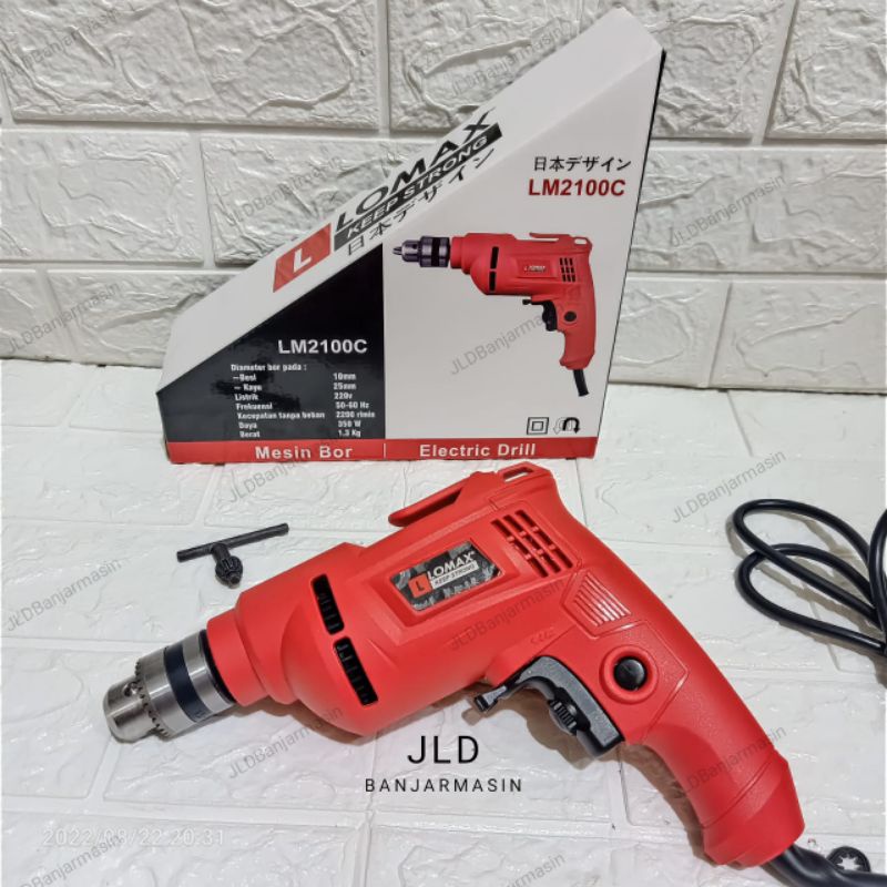 Bor listrik Lomax 10mm Bolak Balik Variabel speed - bor dengan pengaturan kecepatan
