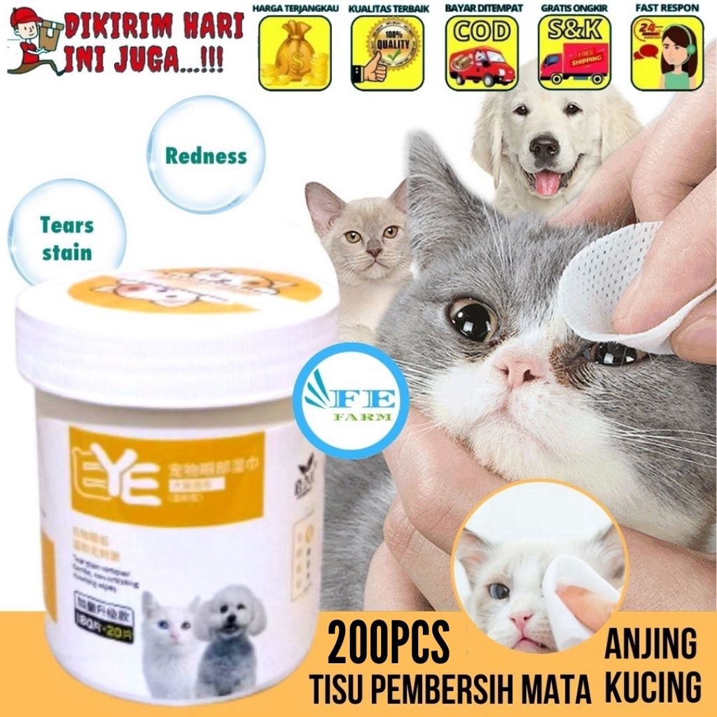 Tisu Basah Pembersih Tear Stain/ Noda Air Mata Anjing Kucing TEAR STAIN REMOVER TISSUE CAT 200PCS LEBIH HEMAT FEFARM