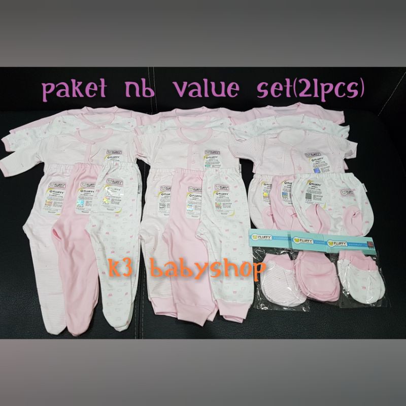 Paket baju bayi newborn Fluffy Pink NB value set baju bayi kado lahiran baby gift set hampers SNI paket lengkap murah