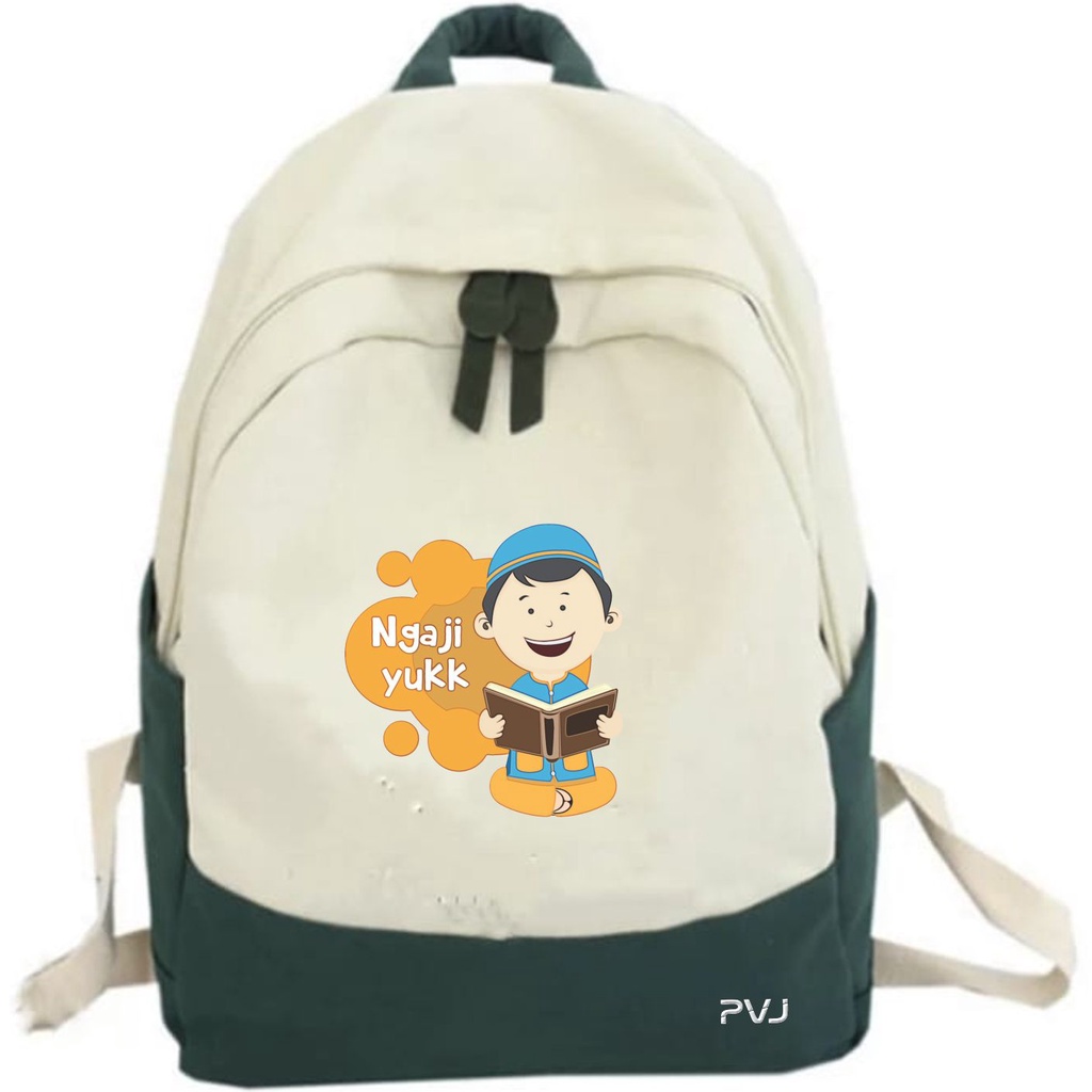 PVJ Tas Backpack RanselSekolah Anak SD Laki Laki Motif Islami Mengaji