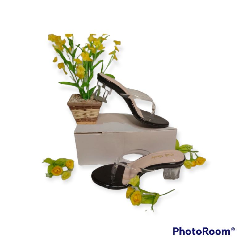 sendal hak kaca bening jepit jelly 5 cm (SNA18) - SNA COLECTION