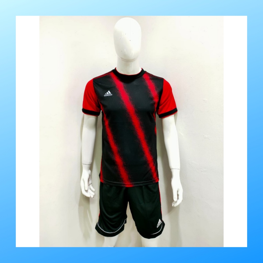 Kaos futsal pria jersey sepak bola baju dan celana setelan wanita dewasa t-shirt outfit seragam jarsey kostum olahraga pakaian apparel sport jersy soccer casual jersi suit AD160 merah