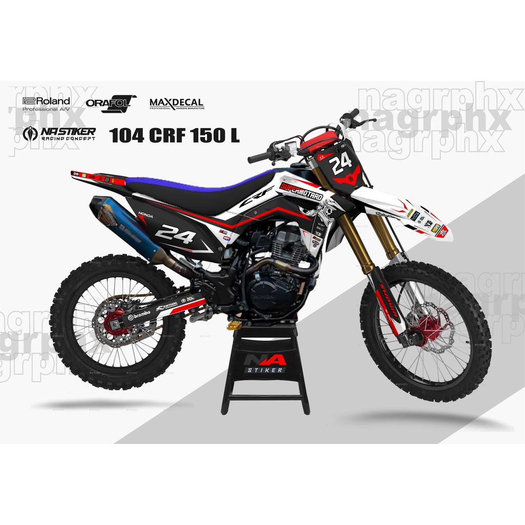 DECAL CRF 150 L FULLBODY - DECAL CRF SUPERMOTO HITAM PUTIH CRF-104