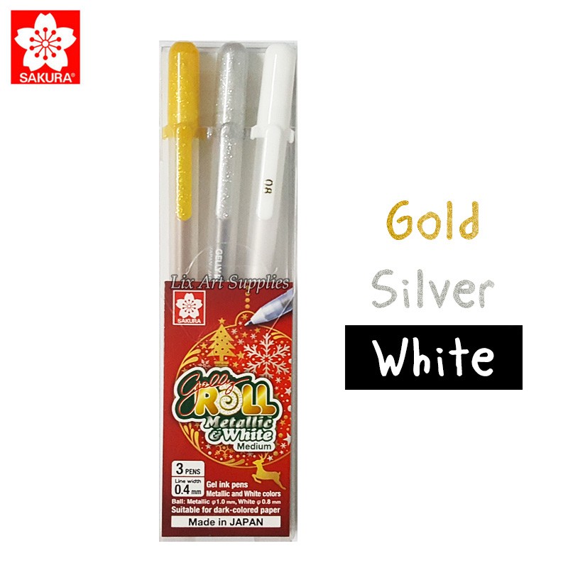 

Sakura Gelly Roll Metallic & White Pen Set 3