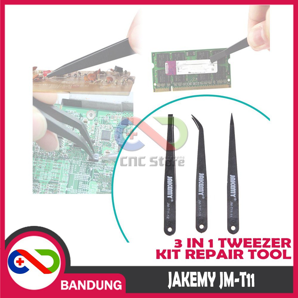 JAKEMY JM-T11 3 IN 1 TWEEZER KIT REPAIR TOOL