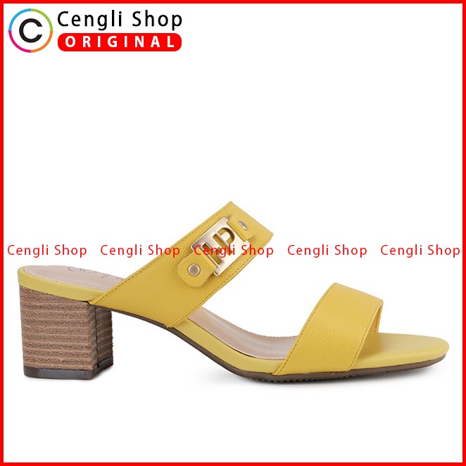 SANDAL HEEL KULIT HUSH PUPPIES HEELS WANITA ORIGINAL ASLI KUNING HW06