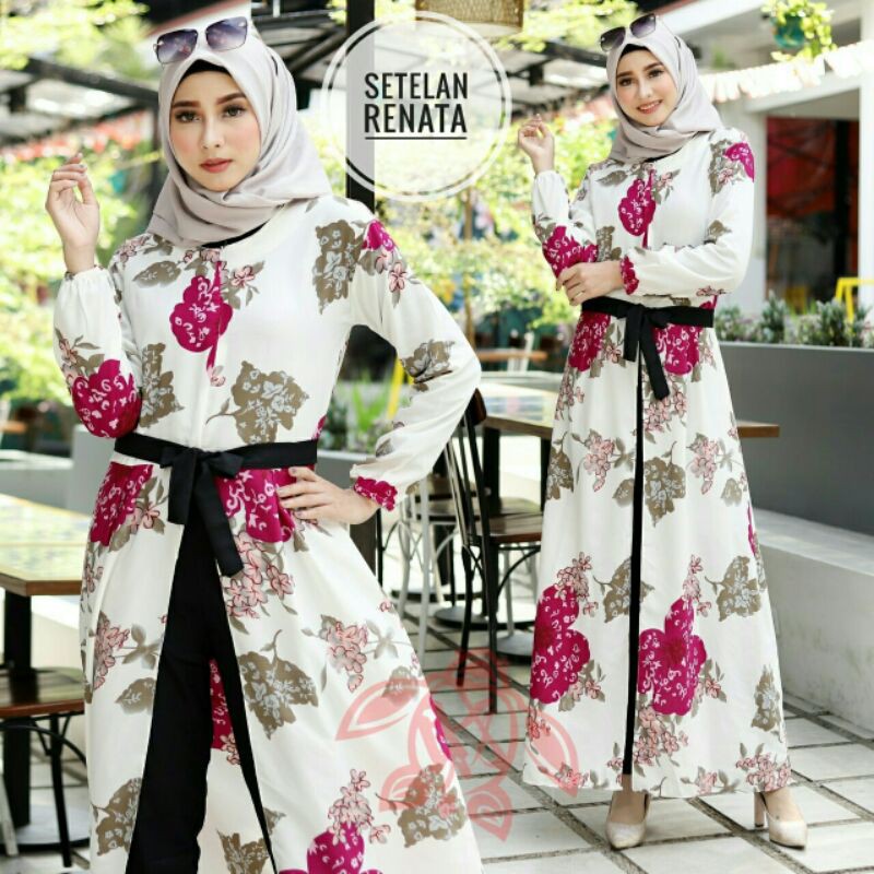 ST Set Stelan Maxi Dress Monalisa Celana Moscrepe Renata