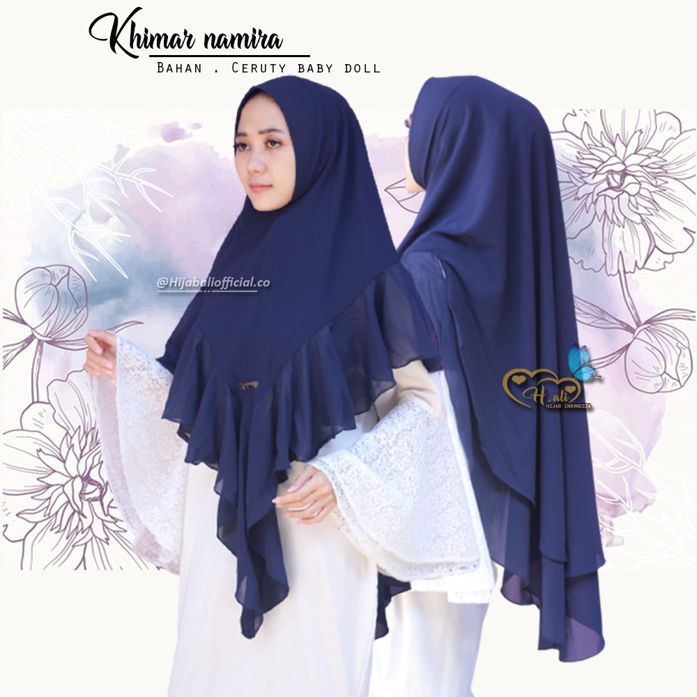 Khimar Syari Jumbo 2 Layer Ceruty Baby doll Kerudung Khimar Jumbo Jilbab Syari Jumbo Ceruty Namira