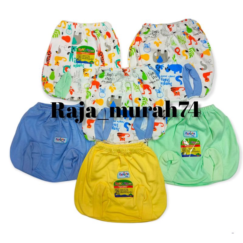 grosir!!! celana pop bayi zahdan polos dan motif isi 12 pcs/1 lsn