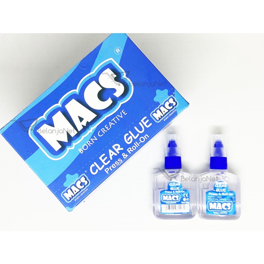 Lem Cair Bening Macs | Macs Clear Glue Press &amp; Roll-on 50gr