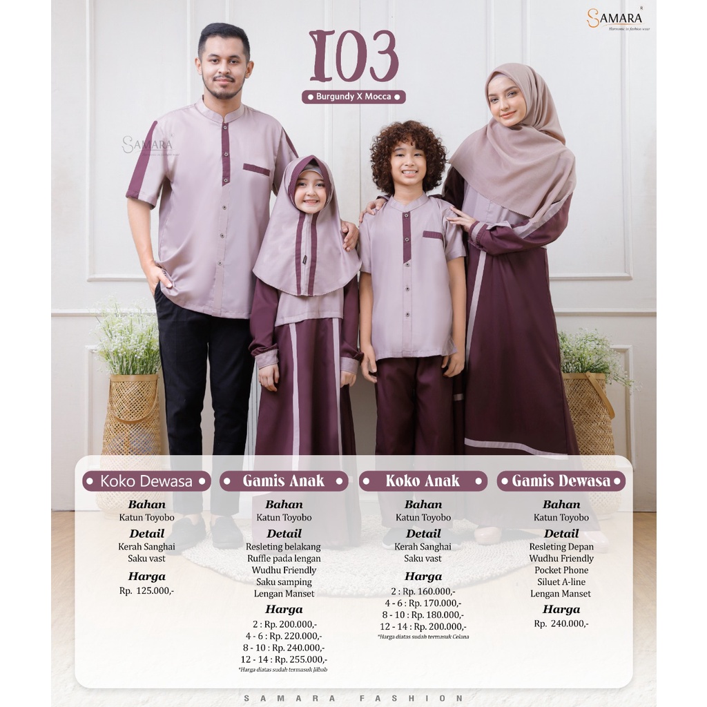 [ SALE ] SARIMBIT 2022 SAMARA I03 BURGUNDY X MOCCA KOKO AYAH ANAK GAMIS IBU ANAK S - XXXL JUMBO  1 -