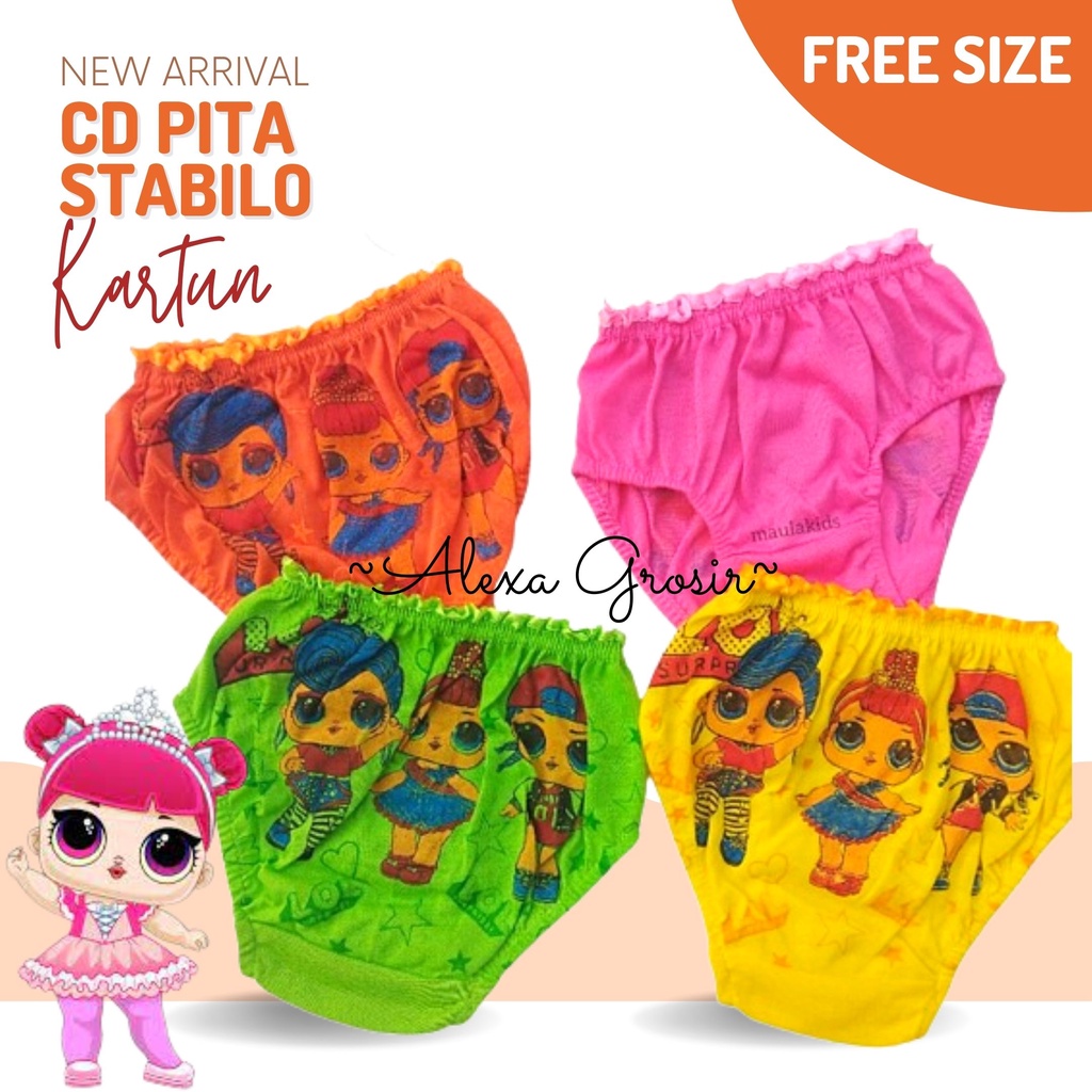 CD Celana Dalam Anak Cewek 3-4 Tahun Celana Dalam Anak Murah CD lokal CD Bonbon pita STABILO