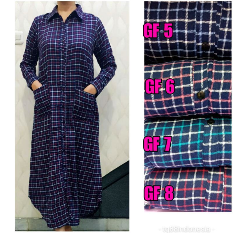 Gamis flanel/gamis kotak kotak/maxi kotak/gamis/maxi/long dress/long dress kotak