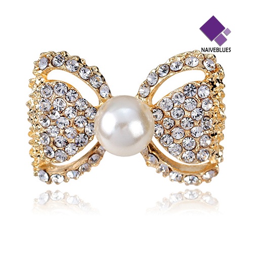 Bros Pin Bentuk Ikatan Simpul Aksen Mutiara Berlian Imitasi Untuk Wanita