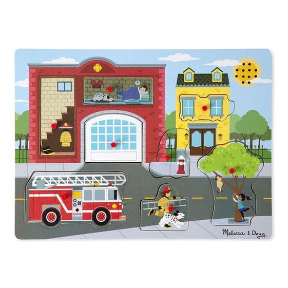 Melissa & Doug Around the Fire Station Sound Puzzle Mainan Edukasi MD-736