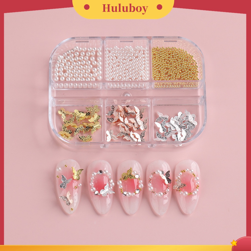 Huluboy Huluboy♡ Butterfly Ornamen Kupu-Kupu Bahan Metal Untuk Dekorasi Kuku