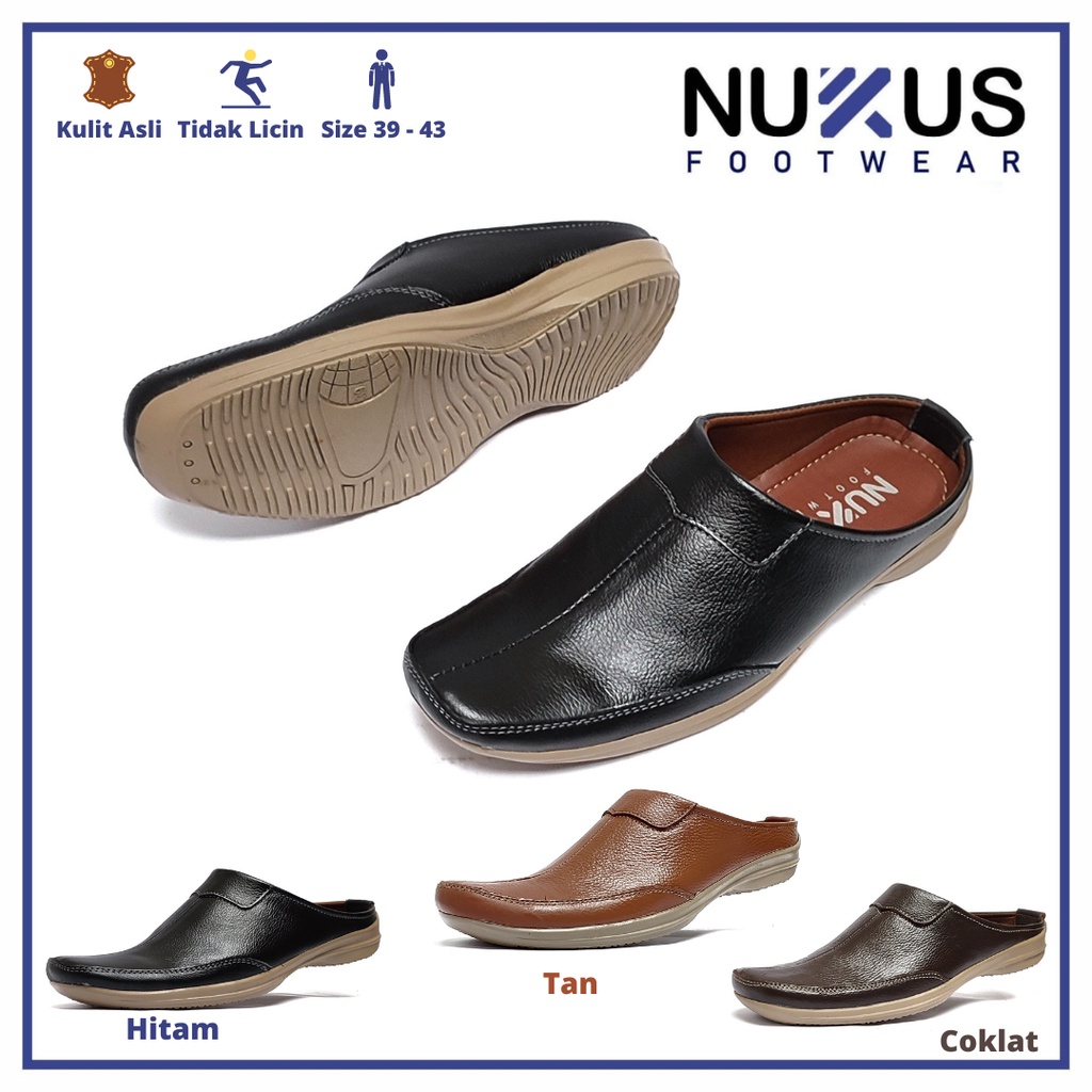 Nukus Sandal Selop Bustong Pria Kulit Sapi Asli - KS GB