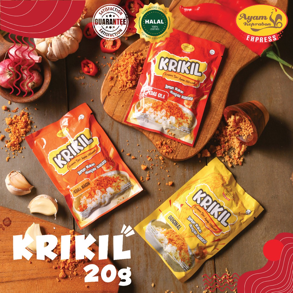 

KRIKIL - Paket Hemat Kremesan Ayam Keprabon Rasa Original Pedas Nagih Pedas Gila (3 pcs - @20g) Cemilan Instan Makanan Camilan Siap Saji