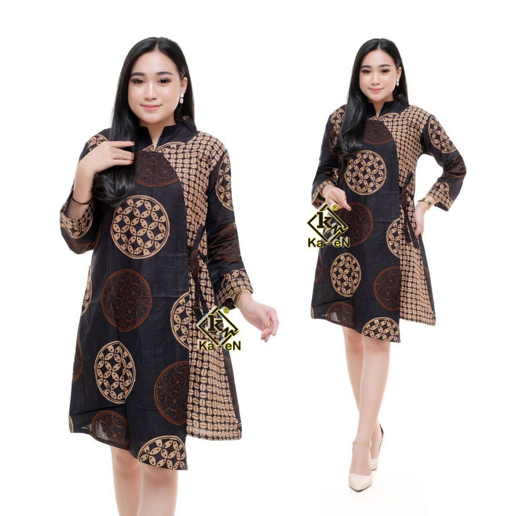 PROMO 12.12 BIRTHDAY SALE Baju Batik Wanita Atasan Tunik Batik Pekalongan Murah Batik Rezz Art-koin coklatan