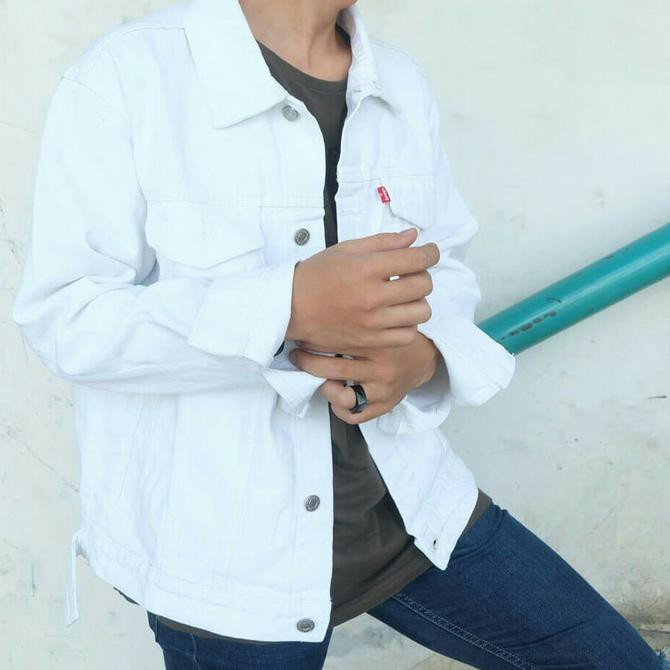 Hot Promo Jaket Jeans Denim Pria Levis Warna Putih White Jacket Jeket Jins Cowok