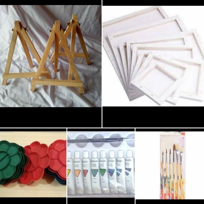 

Paket Promo Alat Lukis + Kanvas 20x20 + mini easel