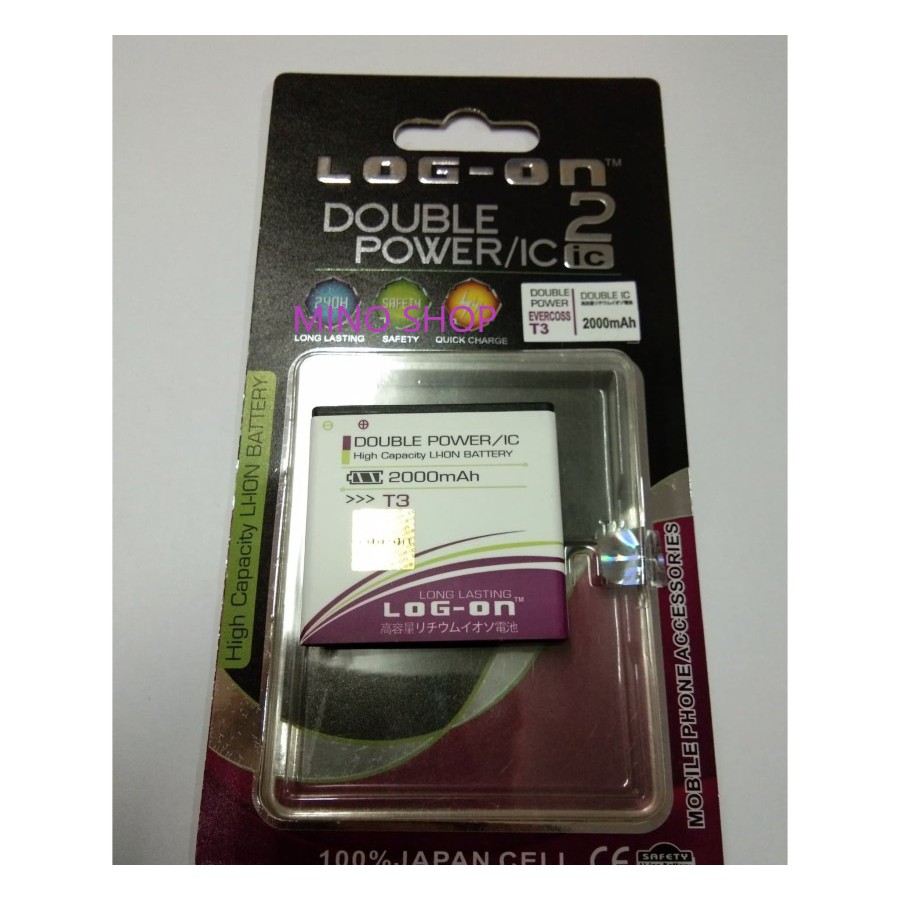 BATERAI EVERCOSS T3 - LOG ON DOUBLE POWER BATTERY BATRE