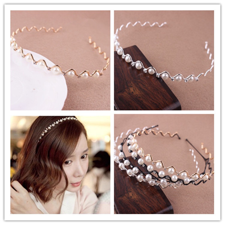 COD Mutiara Jepit Rambut  Bando Berlian Gaya Korea Wanita Headband Aksesoris Rambut- cl