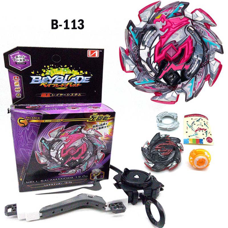 Beyblade BURST B-113 Booster Hell Salamander.12Op Mainan Gasing Putar Dengan Launcher Untuk Anak