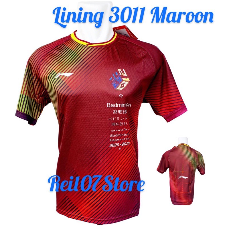 KAOS LINING IMPORT 3011 Maroon KAOS BADMINTON KAOS BULUTANGKIS BAJU OLAHRAGA TENIS MEJA PINGPONG