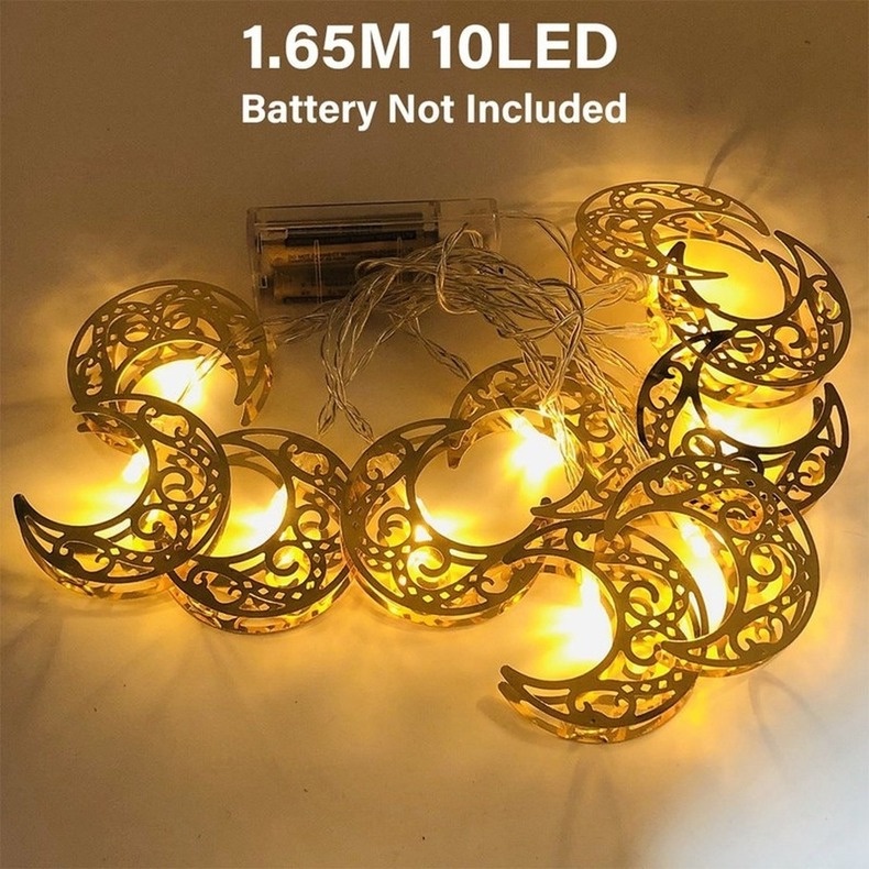 【COD】1.6m 10LED Lampu Hiasan Lebaran Idul Fitri Dekorasi  /Muslim Islamic Ramadhan Lampu Dekor/Idul Fitri Eid Mubarak Ramadan Led/Lampu Lebaran Idul Fitri
