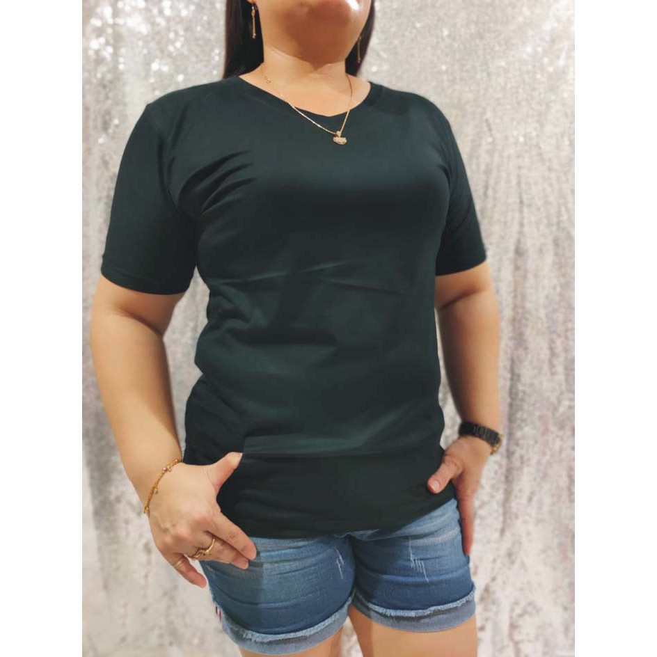 kaos jumbo v neck atasan wanita big size pakaian cewek murah bahan adem polosan besar spandek bagus