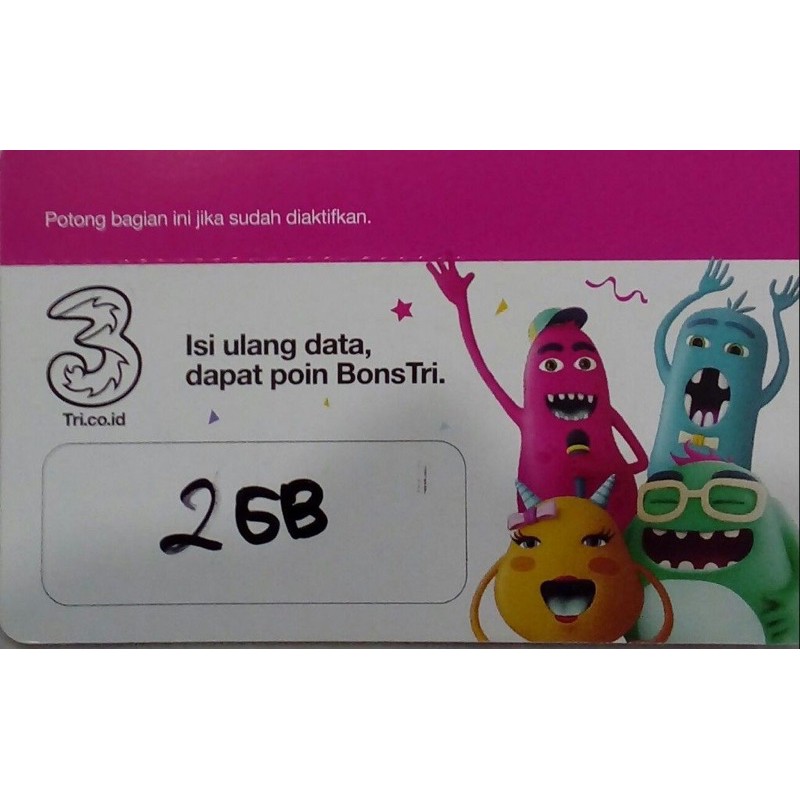 Ready paket data 3 voucher 2Gb