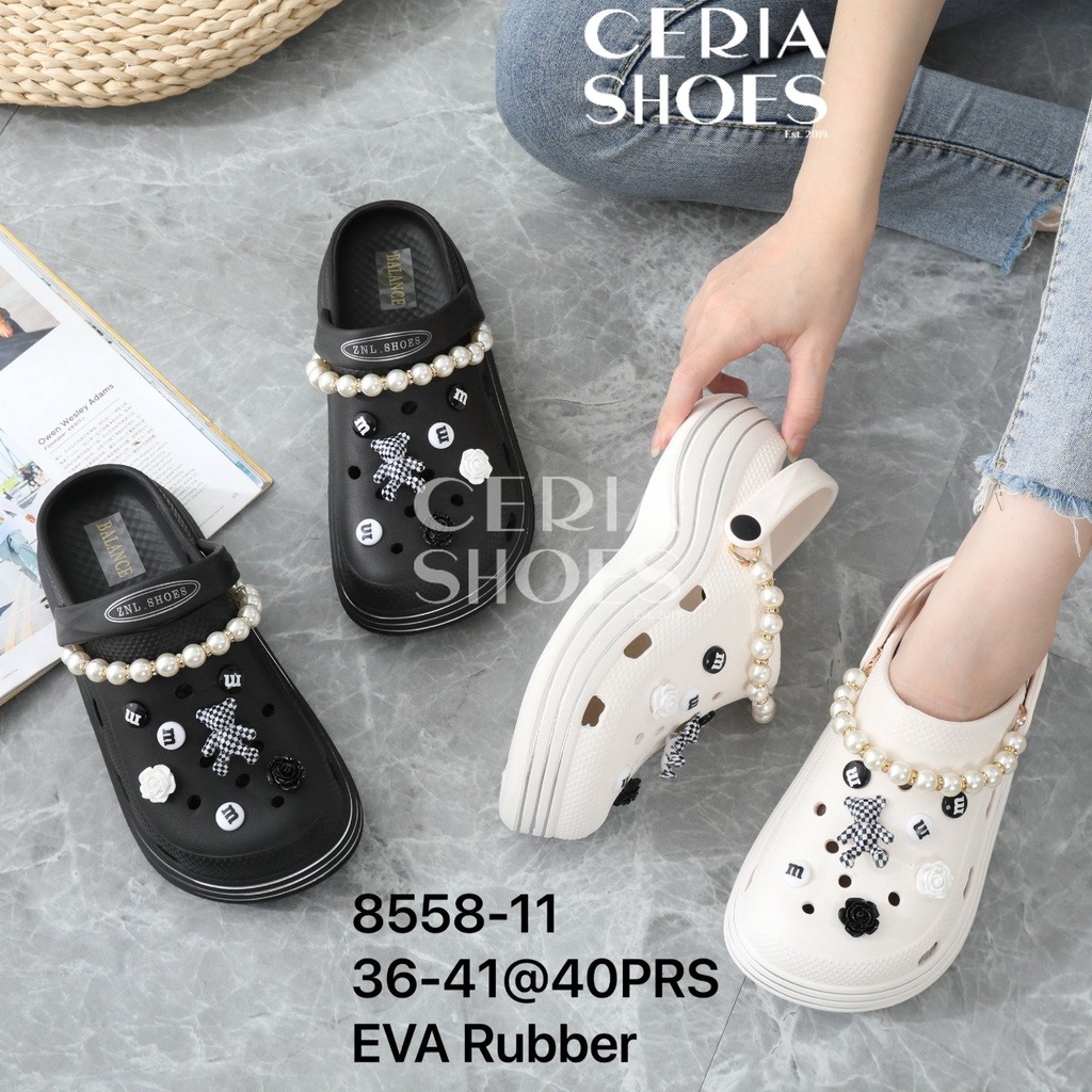 EVA Sandal Slop Baim Wanita Import Korean Rubber Spons Eva Super Ringan Empuk Elastis Tinggi Tebal 5 Cm Sol Anti Slip BALANCE 858-12