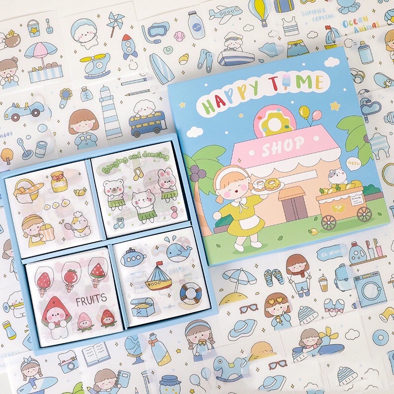 HAPPY TIME SHOP 1 LEMBAR STIKER BOTOL AIR MINUM VIRAL DIY SCRAPBOOK JURNAL DIARY KARAKTER KARTUN ANA