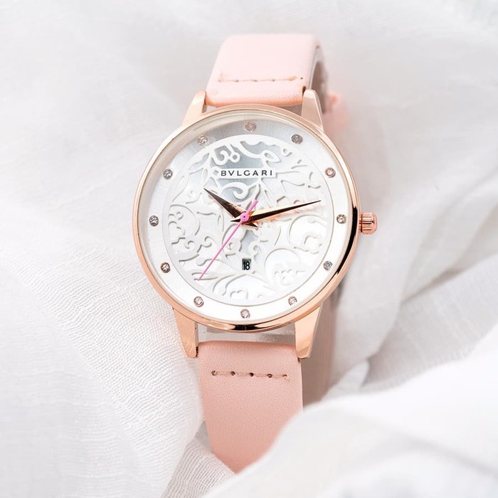 Diskon Jam Tangan Wanita Cewek Bvlgari SK550T Leather Pink Termurah