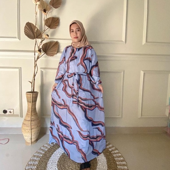 Gamis Jumbo / Dress Muslim wanita / Maxy dress muslim/ Gamis Wanita busui friendly / Gamis Wanita Jumbo / Gamis Jumbo XXL /  Dress Jumbo XXL / Dress wanita LD120-Dress VANESSA Biru