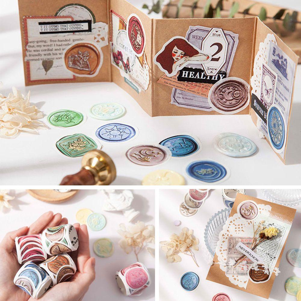 Populer 50pcs/roll Lacquer Coin Tape Perekat Stiker Scrapbooking Hias Kertas Lengket