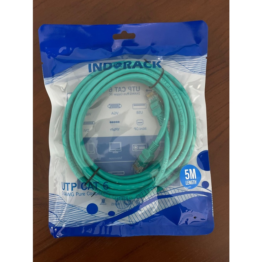 INDORACK PATCH CORD UTP CAT 6 - KABEL LAN CAT6 5 METER HIJAU