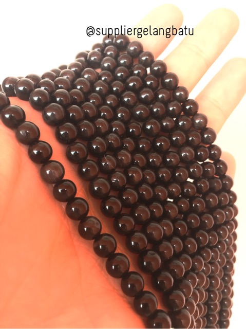 batu 6mm tiger eye hitam batu biduri sepah black akik natural alam aksesoris fashion gelang kalung